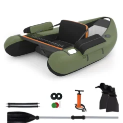Schlauchboot Angelboot Aufblasbarer Schwimmreifen mit Gurten 136 x 105 x 53 cm Grün