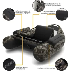 Schlauchboot aufblasbar Fischerboot Angelboot mit Aufbewahrungstaschen 136 x 105 x 54 cm