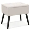 Schminkhocker mit Stauraum Polsterhocker mit Aufklappbarem Gepolstertem Sitz Beige