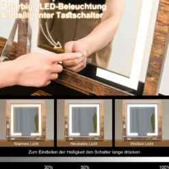 Schminkset mit Klappspiegel 2-in-1-Schminktisch & Schreibtisch 80 x 50 x 76 cm Braun