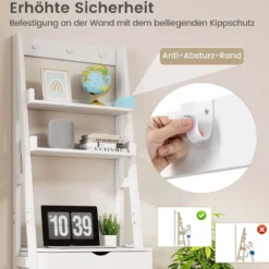 Schminkset Schminkset Frisierkommode mit Klappspiegel und Hocker Weiß 60 x 40 x 180 cm