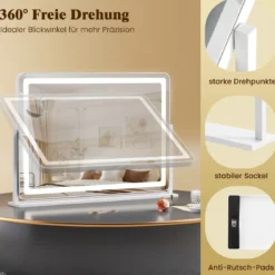 Schminkspiegel mit Beleuchtung großer Kosmetikspiegel mit 10X Vergrößerung Weiß