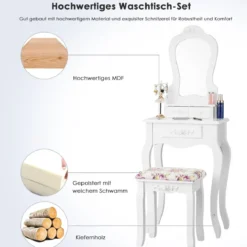 Schminktisch Frisierkommode Frisiertisch Kosmetiktisch mit Spiegel