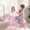 Schminktisch & Hocker-Set für Kinder mit Spiegel und Schublade 49 x 34 x 86,5 cm Rosa