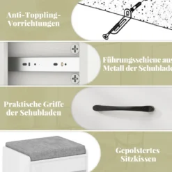 Schminktisch mit LED-Beleuchtung 3 Farben mit Einstellbarer Helligkeit Weiß