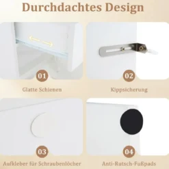 Schminktisch mit LED-Beleuchtung einstellbare Helligkeit Frisiertisch mit Spiegel Weiß