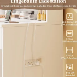 Schminktisch mit LED-Beleuchtung einstellbare Helligkeit Frisiertisch mit Spiegel Weiß