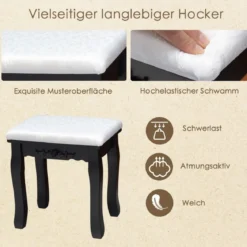 Schminktisch Set mit 360° drehbarem Spiegel Kosmetiktisch Schwarz