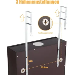 Schmuckschrank Hängend Sipegelschrank mit LED-Beleuchtung 36,5 x 11,5 x 120 cm Braun