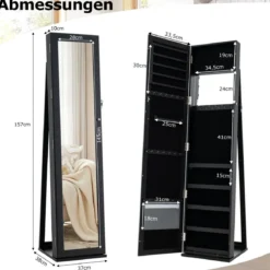 Schmuckschrank mit Ganzkörperspiegel & Integriertem Make-up Spiegel Spiegelschrank