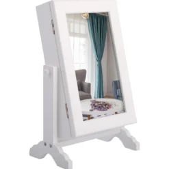 Schmuckschrank Schmuckregal Standspiegel mit Spiegel 23 x 14 x 34,5 cm