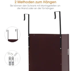 Schmuckschrank Spiegelschrank Wandspiegel 31,5 x 8,7 x 110 cm Braun