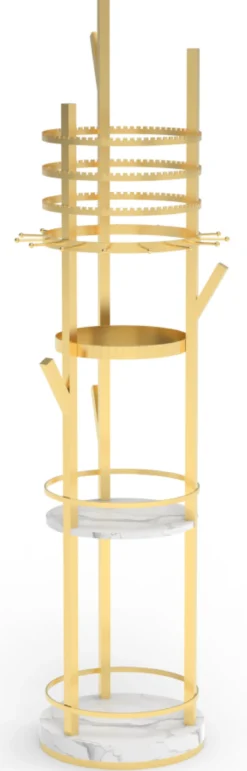 Schmuckständer 360° drehbarer Schmuckhalter für Ohrringe & Halsketten mit 3 Ablagen Golden