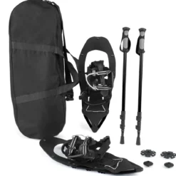 21" Schneeschuhe mit Trekkingstöcken Schuhgröße 35-40 bis 68kg leichtes Schneeschuh-Set Schwarz