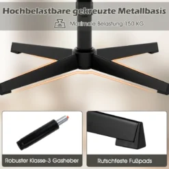 Schneidersitz Stuhl mit Dicker Polsterung Höhenverstellbarer Drehstuhl Bürostuhl Grau