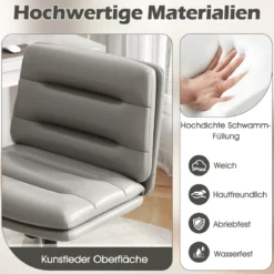 Schneidersitz Stuhl mit Dicker Polsterung Höhenverstellbarer Drehstuhl Bürostuhl Grau