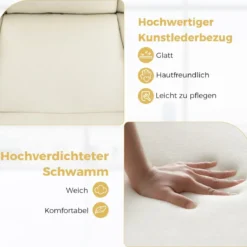 Schneidersitz Stuhl mit Rollen & Breiter Sitzfläche Schreibtischstuhl Bürostuhl Schminkstuhl Beige