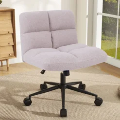 Schneidersitz Stuhl mit Rollen Drehstuhl ohne Armlehnen Schreibtischstuhl mit breiter Sitzfläche