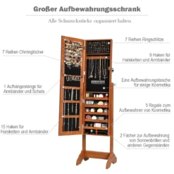 Schrank Schmuckschrank mit Spiegel Abschließbare Schränke 40 x 38 x 155 cm