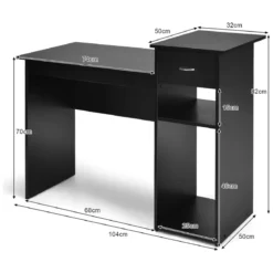 Schreibtisch aus Holz Computertisch mit Schublade & Regalen 104 x 50 x 82 cm Schwarz