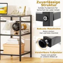 Schreibtisch Computertisch mit gehärtete Glasplatte Schutzglasständer Schwarz