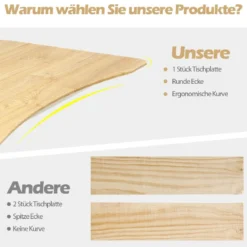 Schreibtisch Computertisch mit Rollen Rollentisch für Büro 95 x 52 x 70 - 107 cm Natur