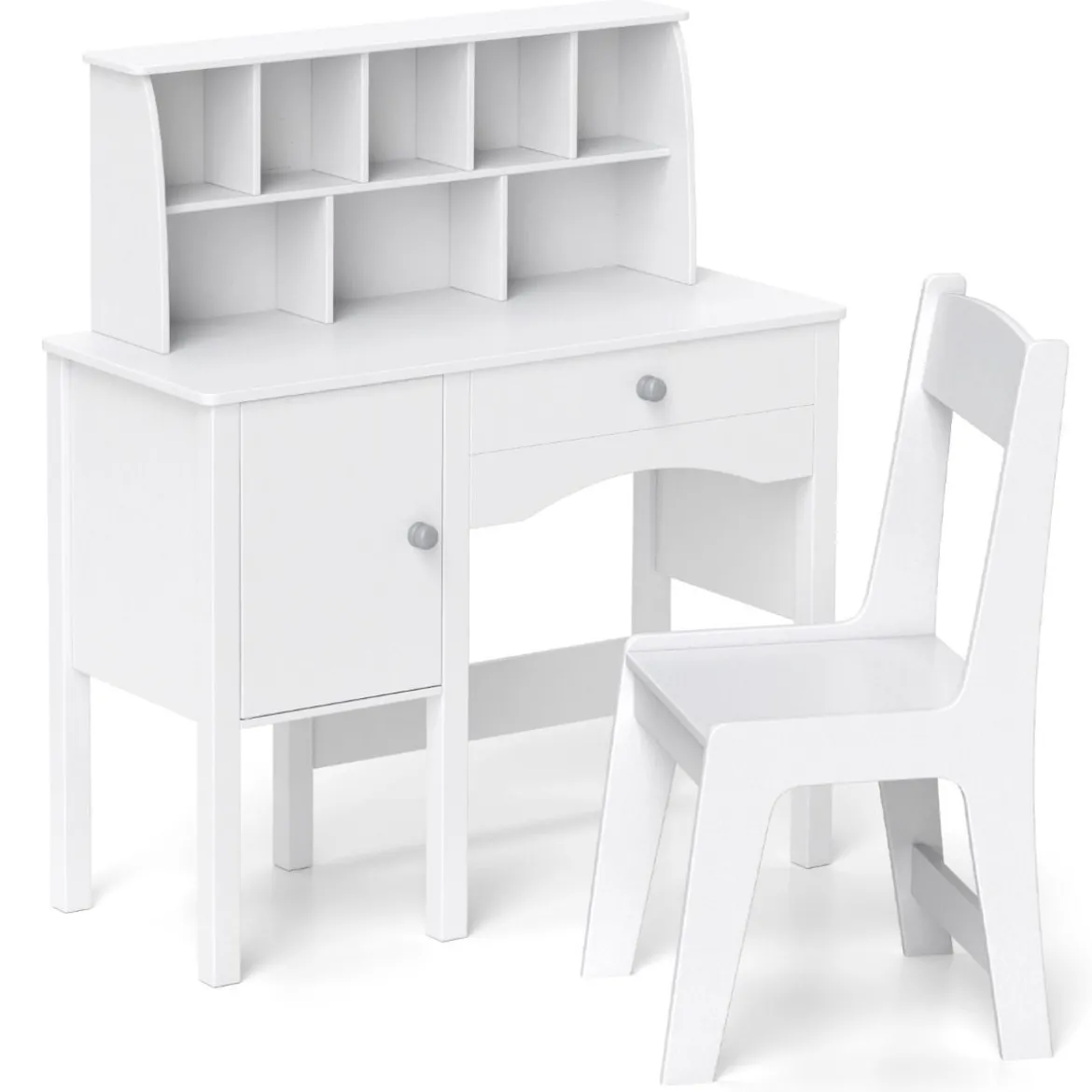 Schreibtisch Kinder mit Stuhl Kinderschreibtisch mit Schublade Schrank & Regal 79 x 34 x 91cm Weiß