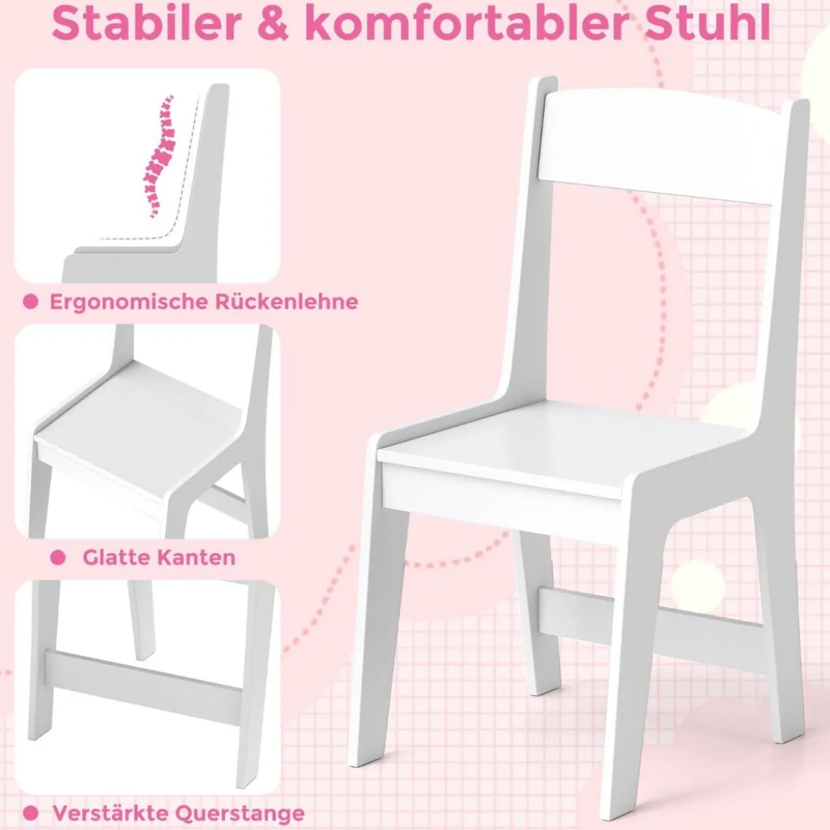 Schreibtisch Kinder mit Stuhl Kinderschreibtisch mit Schublade Schrank & Regal 79 x 34 x 91cm Weiß