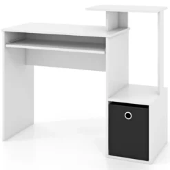 Schreibtisch Kleiner Computertisch mit Druckerablage Bürotisch für Home Office 100 x 40 x 87 cm Weiß