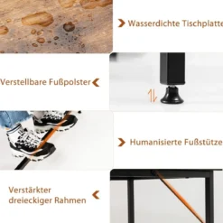 Schreibtisch L-Form Eckschreibtisch mit 2 Ablagen Ecktisch mit abnehmbarem Regal Kaffeebraun/Schwarz/Natur
