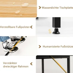 Schreibtisch L-Form Eckschreibtisch mit 2 Ablagen Ecktisch mit abnehmbarem Regal Kaffeebraun/Schwarz/Natur