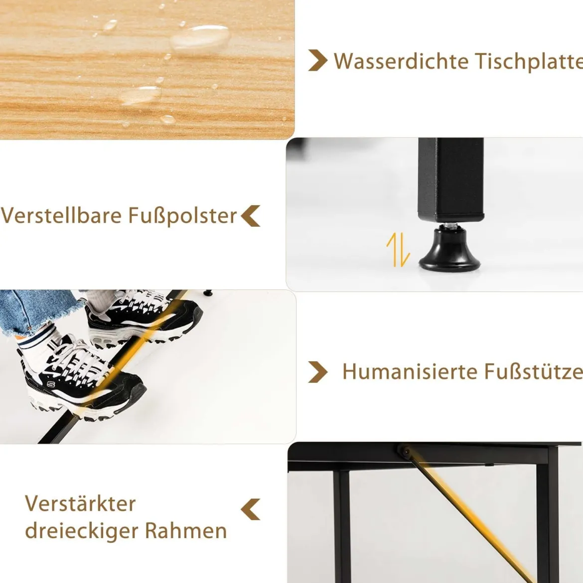 Schreibtisch L-Form Eckschreibtisch mit 2 Ablagen Ecktisch mit abnehmbarem Regal Kaffeebraun/Schwarz/Natur