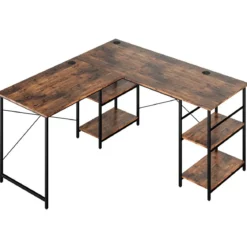 Schreibtisch L-Form Reversibler Eckschreibtisch mit 4 Ablagen 151 x 151 x 75 cm Rustikales Braun
