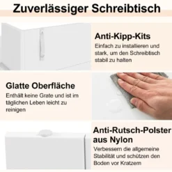 Schreibtisch mit Monitorablage & 2 Bücherregalen Computertisch 120 x 54 x 90 cm Weiß