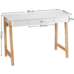 Schreibtisch mit Schublade Computertisch Schminktisch Bürotisch 106 x 50 x 75,5 cm Natur