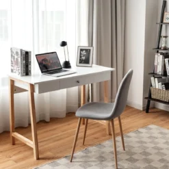 Schreibtisch mit Schublade Computertisch Schminktisch Bürotisch 106 x 50 x 75,5 cm Natur