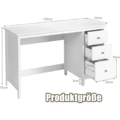 Schreibtisch mit 3 Schubladen & Anti-Kipp-Vorrichtung Computertisch 120 x 50 x 75 cm