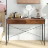 Schreibtisch mit 2 Schubladen & Robustem Stahlrahmen & Verstärkter Struktur 112 x 48 x 76 cm