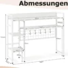 Schreibtischregal mit 4 Ablage & 6 Haken Tischregal Schreibtisch Aufsatzregal Bücherregal Weiß