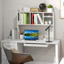 Schreibtischregal mit 4 Fächern Tischregal Schreibtisch Aufsatzregal Bücherregal 94 x 25 x 73 cm