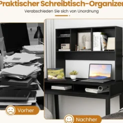 Schreibtischregal mit 4 Fächern Tischregal Schreibtisch Aufsatzregal Bücherregal 94 x 25 x 73 cm