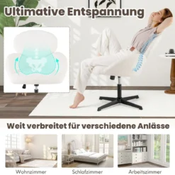 Schreibtischstuhl drehbarer Bürostuhl höhenverstellbar mit Wippfunktion Weiß