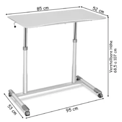 Schreibtisch Verstellbar Computertisch mit Rollen Laptoptisch Arbeitstisch