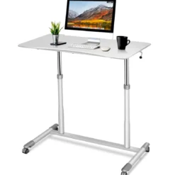 Schreibtisch Verstellbar Computertisch mit Rollen Laptoptisch Arbeitstisch