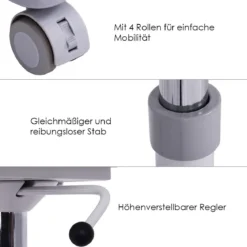 Schreibtisch Verstellbar Computertisch mit Rollen Laptoptisch Arbeitstisch
