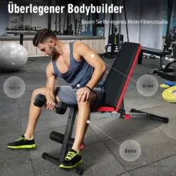 Schrägbank 9-stufig verstellbar multifunktional Hantelbank fürs Ganzkörpertraining & Krafttraining Schwarz und Rot