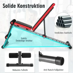 Schrägbank 9-stufig verstellbar multifunktional Hantelbank fürs Ganzkörpertraining & Krafttraining Schwarz und Rot