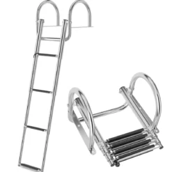 4-Schritt Pontonboot Leiter mit Gebogenen Handläufen & Rutschfesten Stufen 40,5 x 36 x 32,5 cm