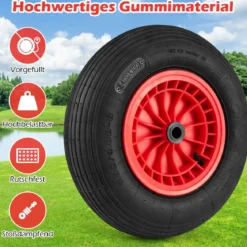 Schubkarrenrad 4.80/4.00-8 Ø 400 mm Vollgummi Sackkarrenrad bis 250 kg belastbar Schwarz