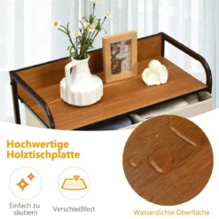 Schubladenschrank mit 5 Stoffschubladen & Stahlrahmen & Holzoberfläche Kommode